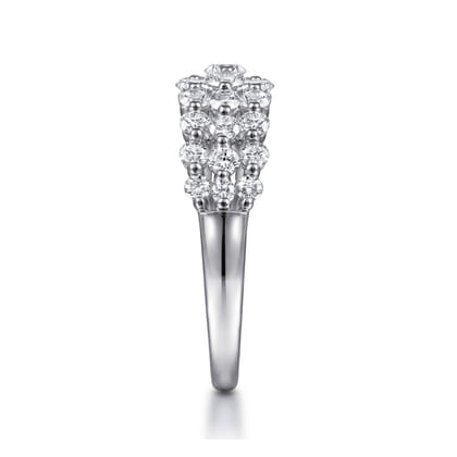14K White Gold Multi Row Diamond Ring