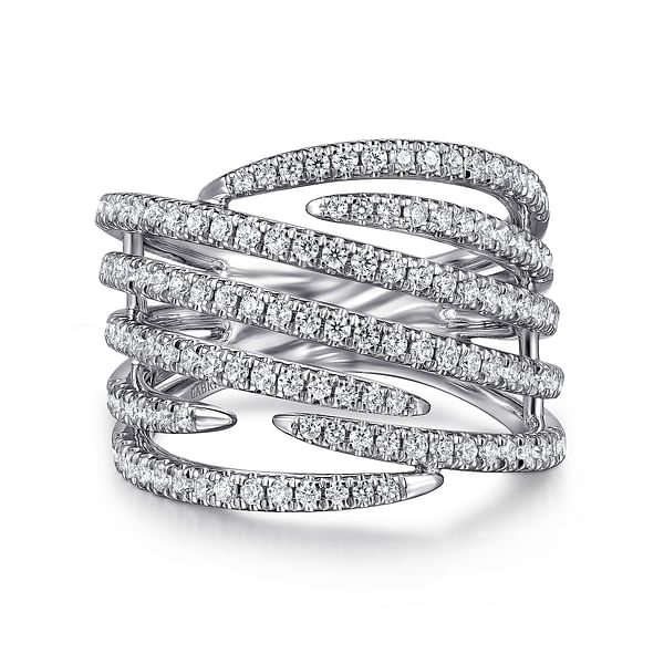LADIES BAND 0.75CT ROUND DIAMOND 14K WHITE GOLD