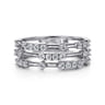 14K White Gold Multi Row Diamond Station Ring - 0.4 ct