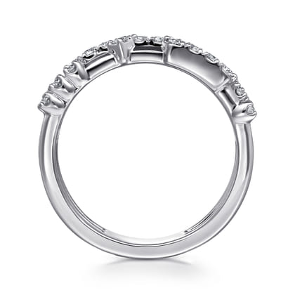 14K White Gold Multi Row Diamond Station Ring
