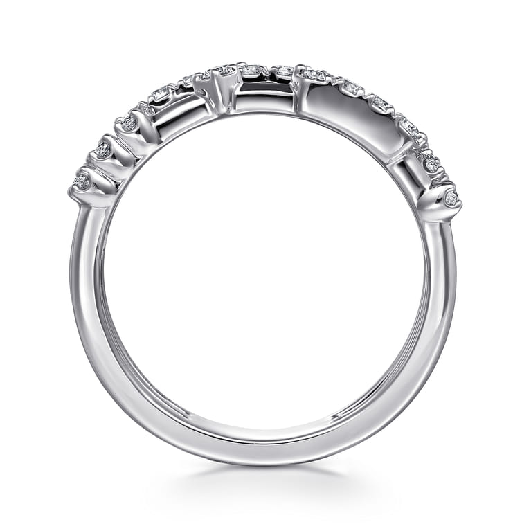 14K White Gold Multi Row Diamond Station Ring - 0.4 ct - Shot 2