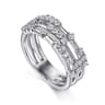 14K White Gold Multi Row Diamond Station Ring - 0.4 ct