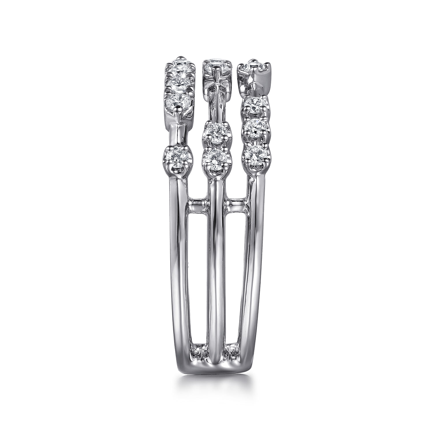 14K White Gold Multi Row Diamond Station Ring - 0.4 ct - Shot 4