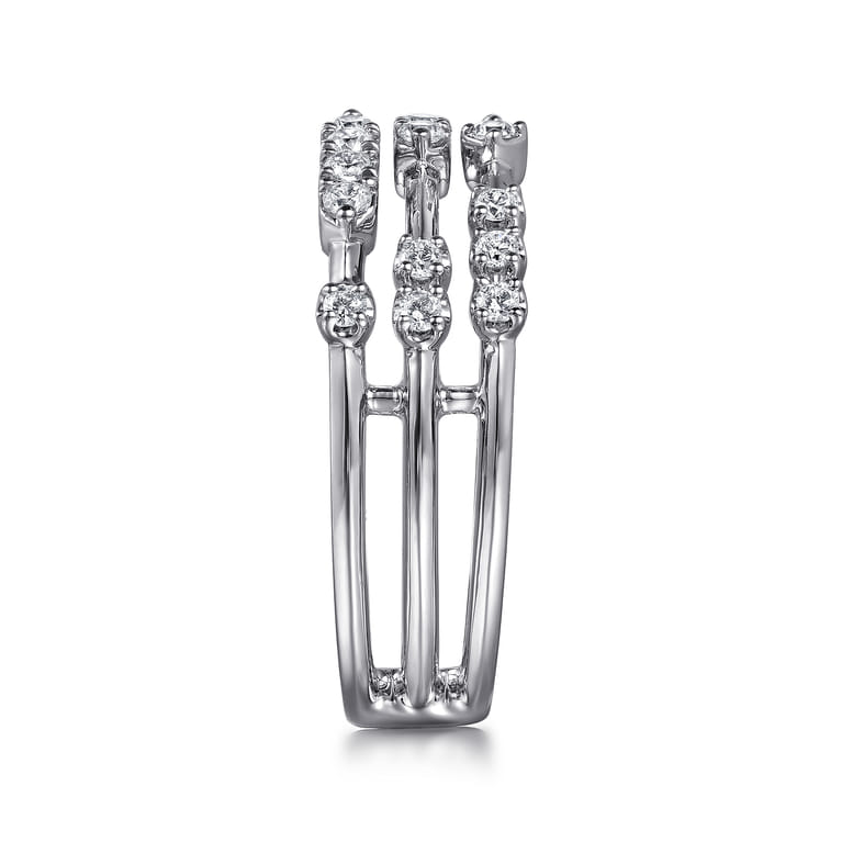 14K White Gold Multi Row Diamond Station Ring - 0.4 ct - Shot 4