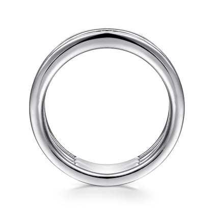 14K White Gold Multi Row Diamond Wide Band Ring