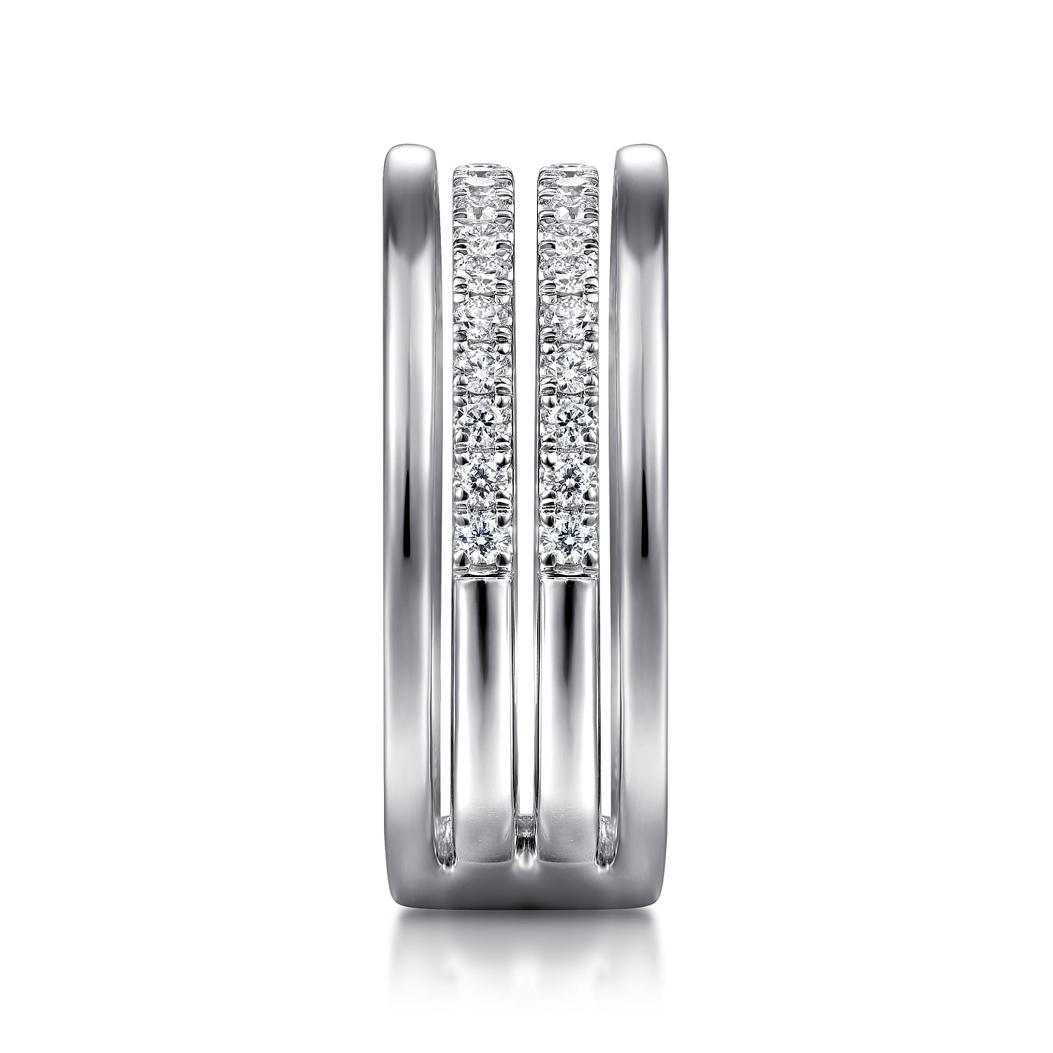 14K White Gold Multi Row Diamond Wide Band Ring - 0.53 ct - Shot 4