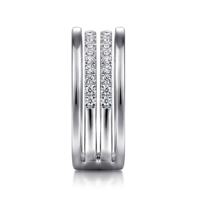 14K White Gold Multi Row Diamond Wide Band Ring - 0.53 ct - Shot 4