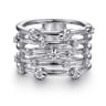 14K White Gold Multi Row Diamond Wide Band Ring - 0.41 ct