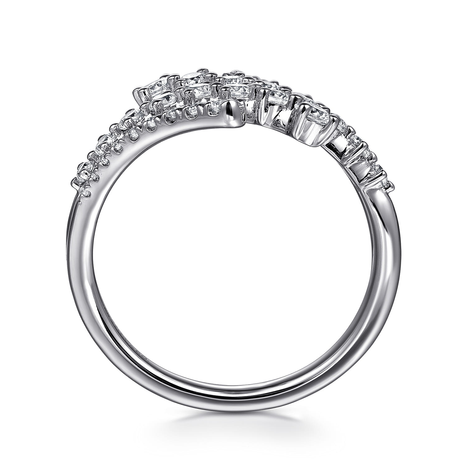 14K White Gold Multi Row Graduating Diamond Bypass Ring - 0.75 ct - Shot 2