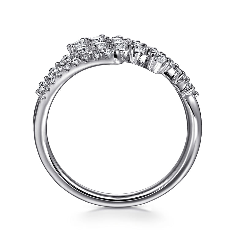 14K White Gold Multi Row Graduating Diamond Bypass Ring - 0.75 ct - Shot 2