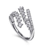 14K White Gold Multi Row Graduating Diamond Bypass Ring - 0.75 ct