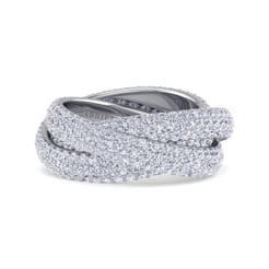 14K White Gold Multi Row Pave Diamond Eternity Band