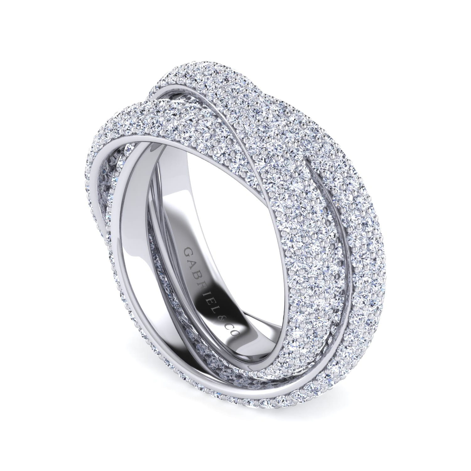 Eternity Band Wedding Ring in 14k White Gold with  Natural Diamond at Gabriel & Co. - Shot 3