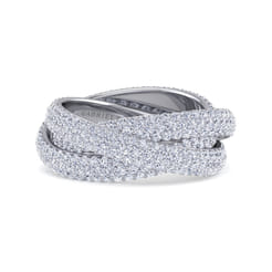 14K White Gold Multi Row Pave Diamond Eternity Band