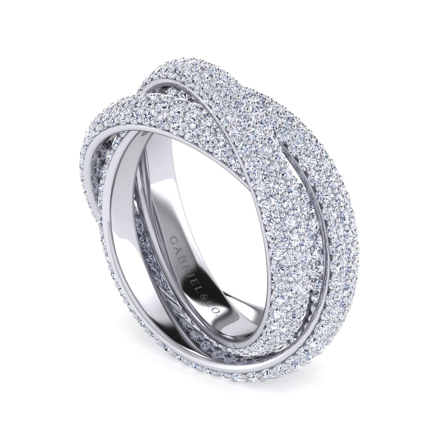 Eternity Band Wedding Ring in 14k White Gold with  Natural Diamond at Gabriel & Co. - Shot 3