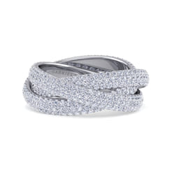 14K White Gold Multi Row Pave Diamond Eternity Band