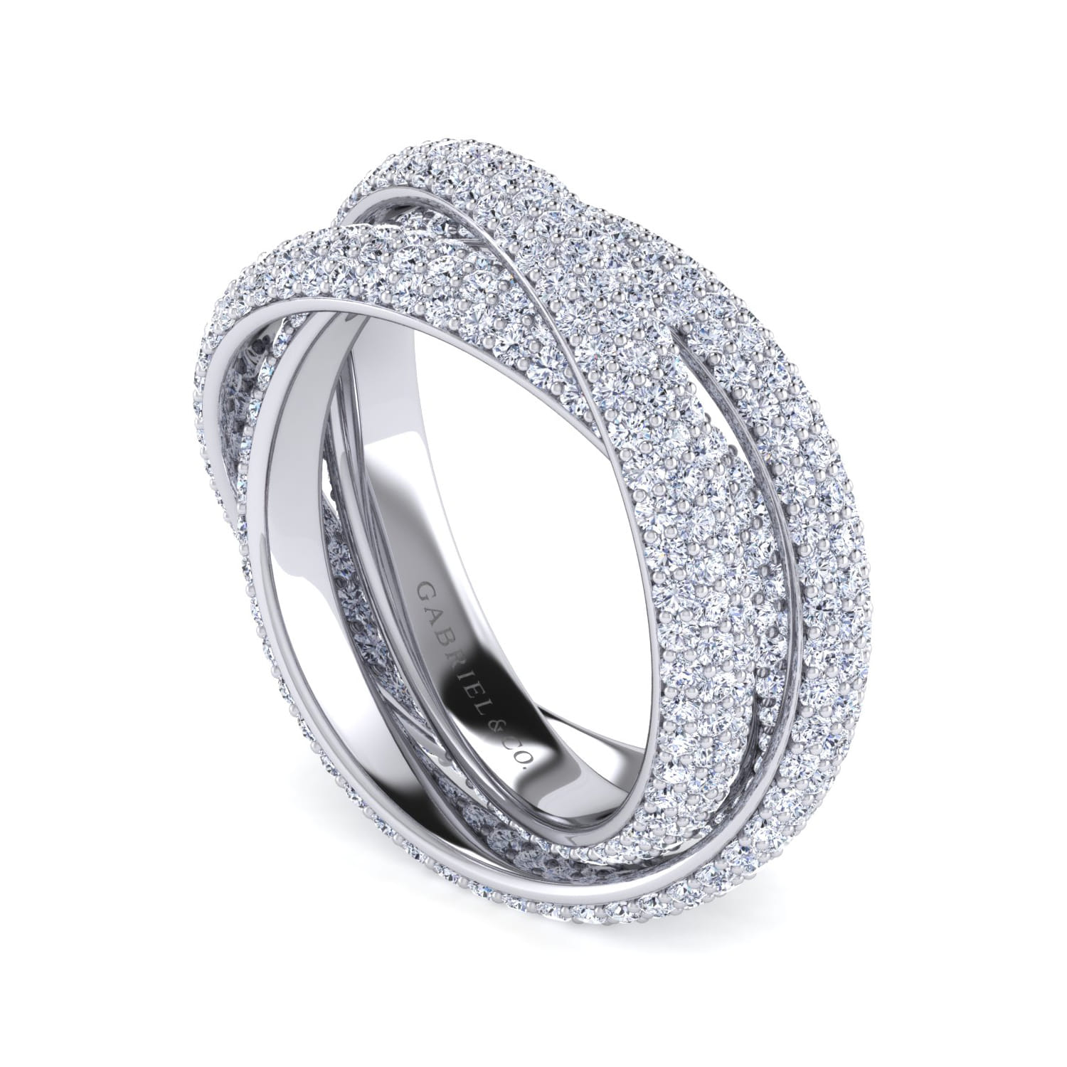 Eternity Band Wedding Ring in 14k White Gold with  Natural Diamond at Gabriel & Co. - Shot 3
