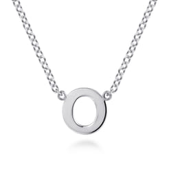 14K White Gold O Initial Necklace