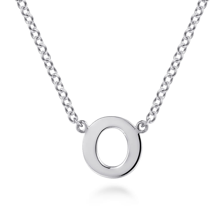 14K White Gold O Initial Necklace - Shot 1