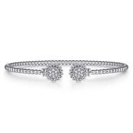 14K White Gold Open Bangle with Pav¿ª Diamond Circles