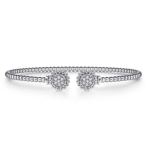14K White Gold Open Bangle with Pav¿ª Diamond Circles