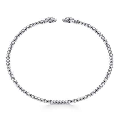 14K White Gold Open Bangle with Pav¿ª Diamond Circles