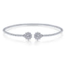 14K White Gold Open Bangle with Pave Diamond Circles - 0.24 ct