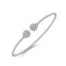 14K White Gold Open Bangle with Pave Diamond Circles - 0.24 ct