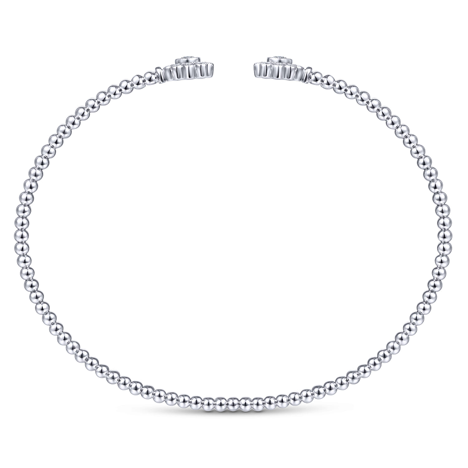 14K White Gold Open Bangle with Pave Diamond Circles - 0.24 ct - Shot 3