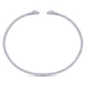 14K White Gold Open Bangle with Pave Diamond Circles - 0.24 ct