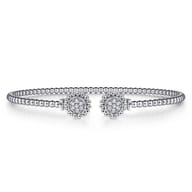 14K White Gold Open Bangle with Pave Diamond Circles