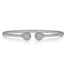 14K White Gold Open Bangle with Pave Diamond Circles - 0.18 ct