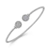 14K White Gold Open Bangle with Pave Diamond Circles - 0.18 ct