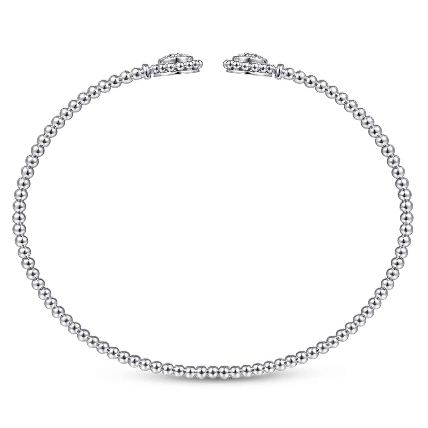 14K White Gold Open Bangle with Pave Diamond Circles - 0.18 ct - Shot 3