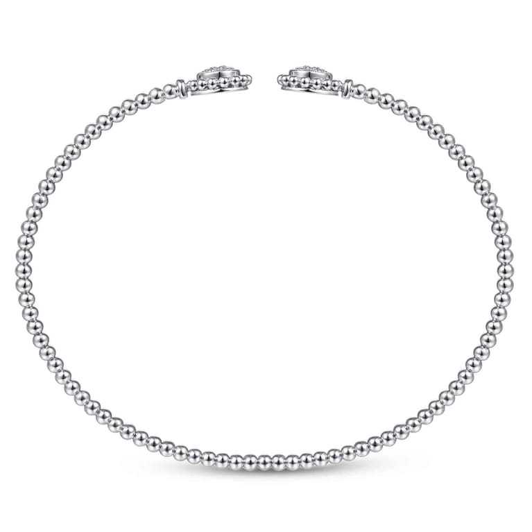 14K White Gold Open Bangle with Pave Diamond Circles - 0.18 ct - Shot 3