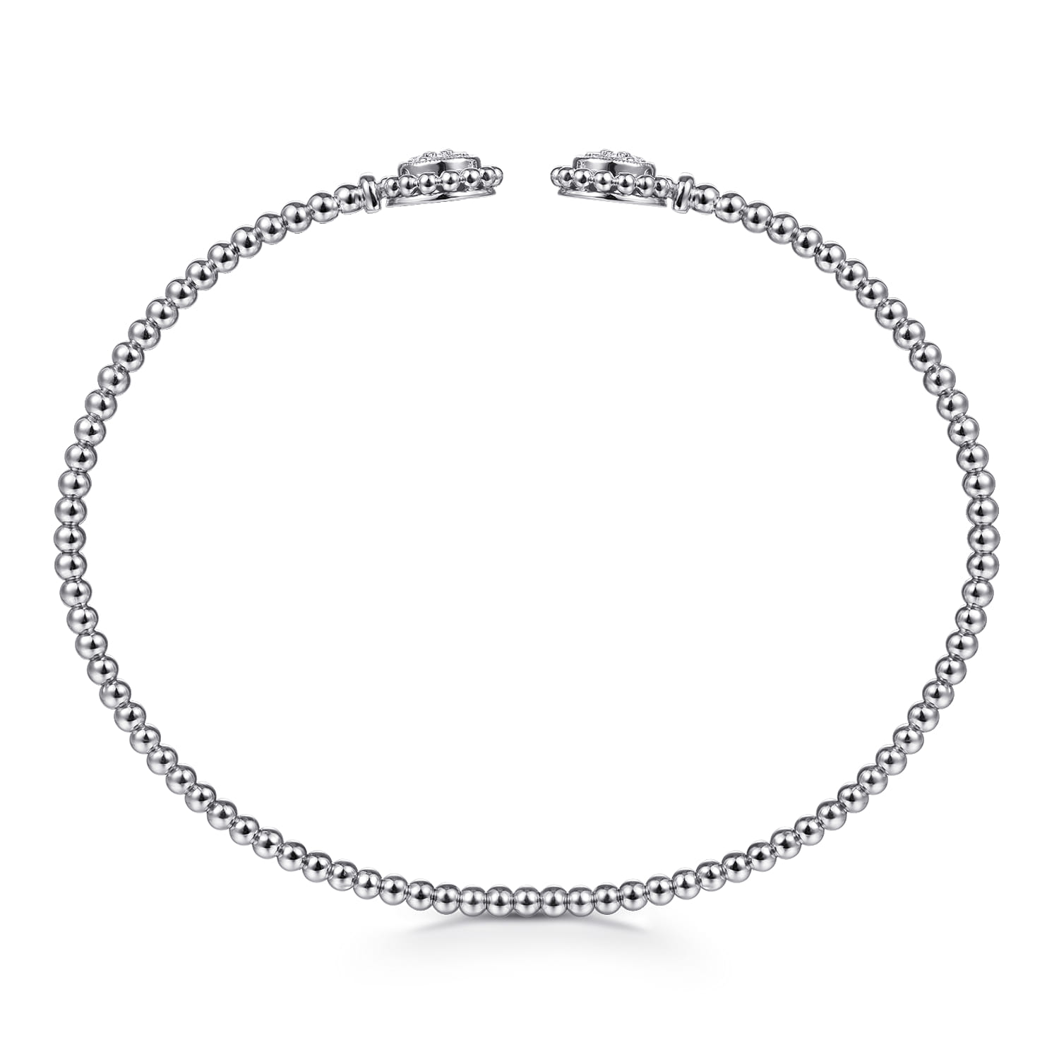 14K White Gold Open Bangle with Pave Diamond Circles - 0.18 ct - Shot 3