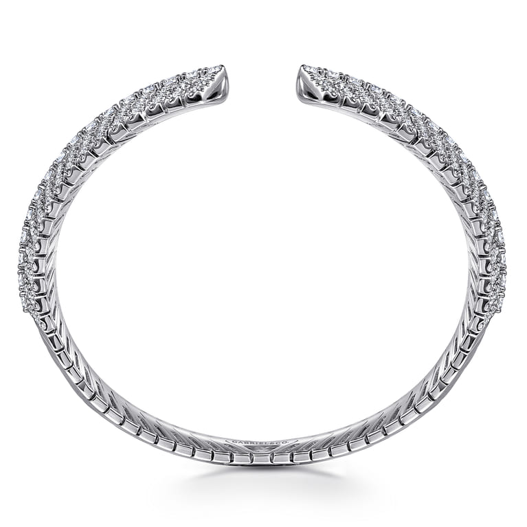 14K White Gold Open Chevron Diamond Bangle - 2.75 ct - Shot 3