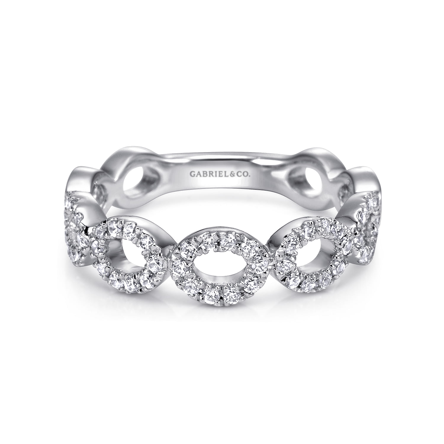 14K White Gold Open Circles Diamond Band - 0.3 ct - Shot 1
