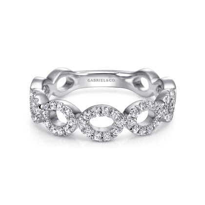 14K White Gold Open Circles Diamond Band