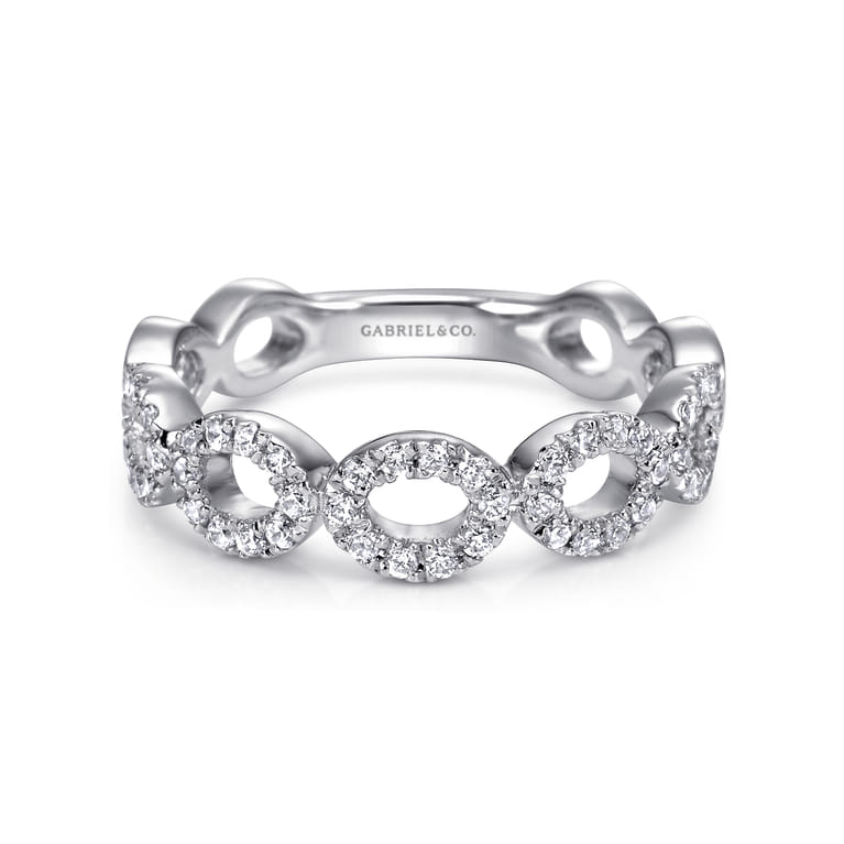 14K White Gold Open Circles Diamond Band - 0.3 ct - Shot 1