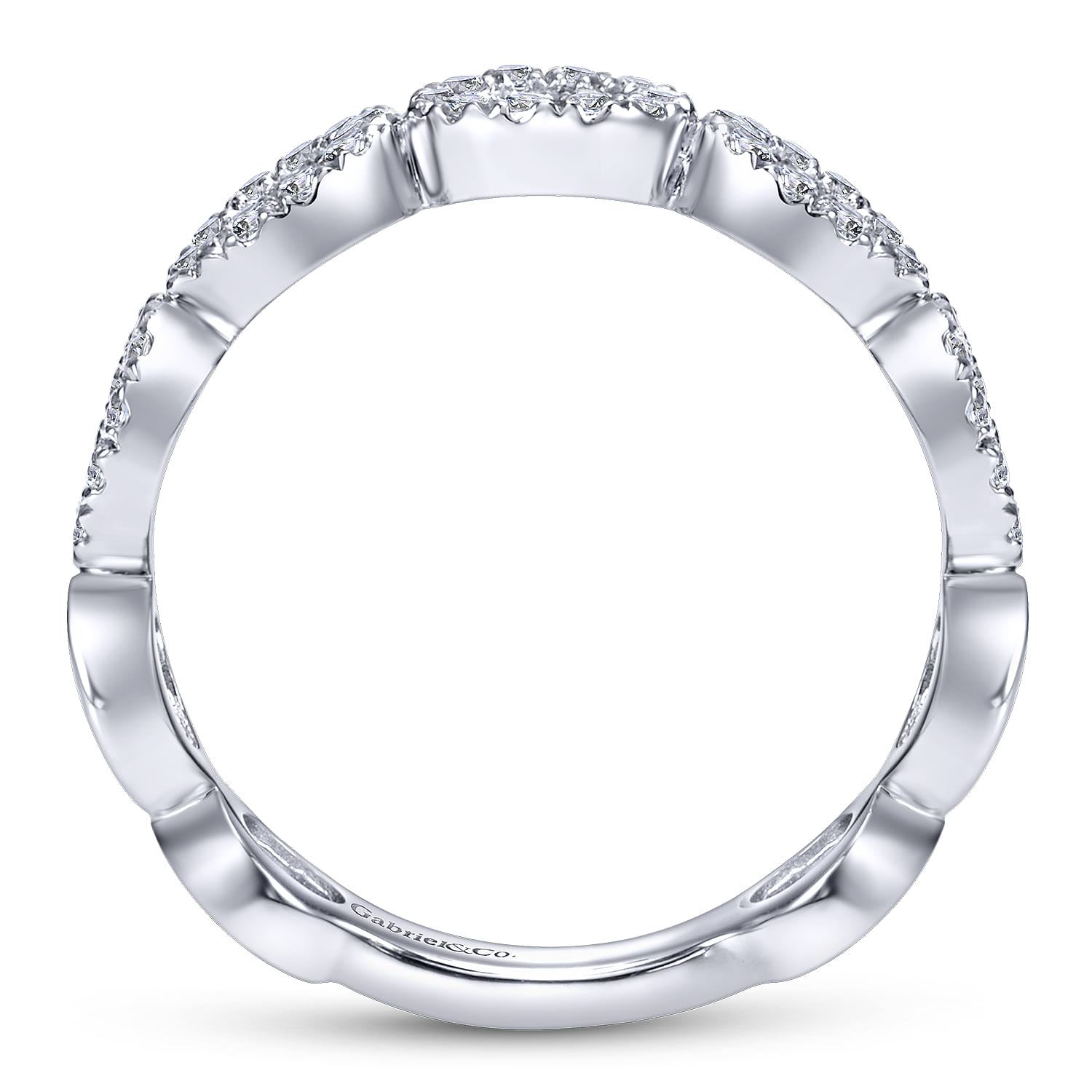 14K White Gold Open Circles Diamond Band - 0.3 ct - Shot 2