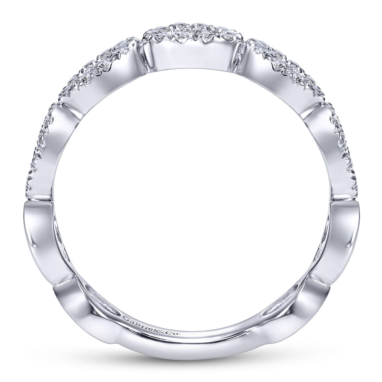 14K White Gold Open Circles Diamond Band - 0.3 ct - Shot 2