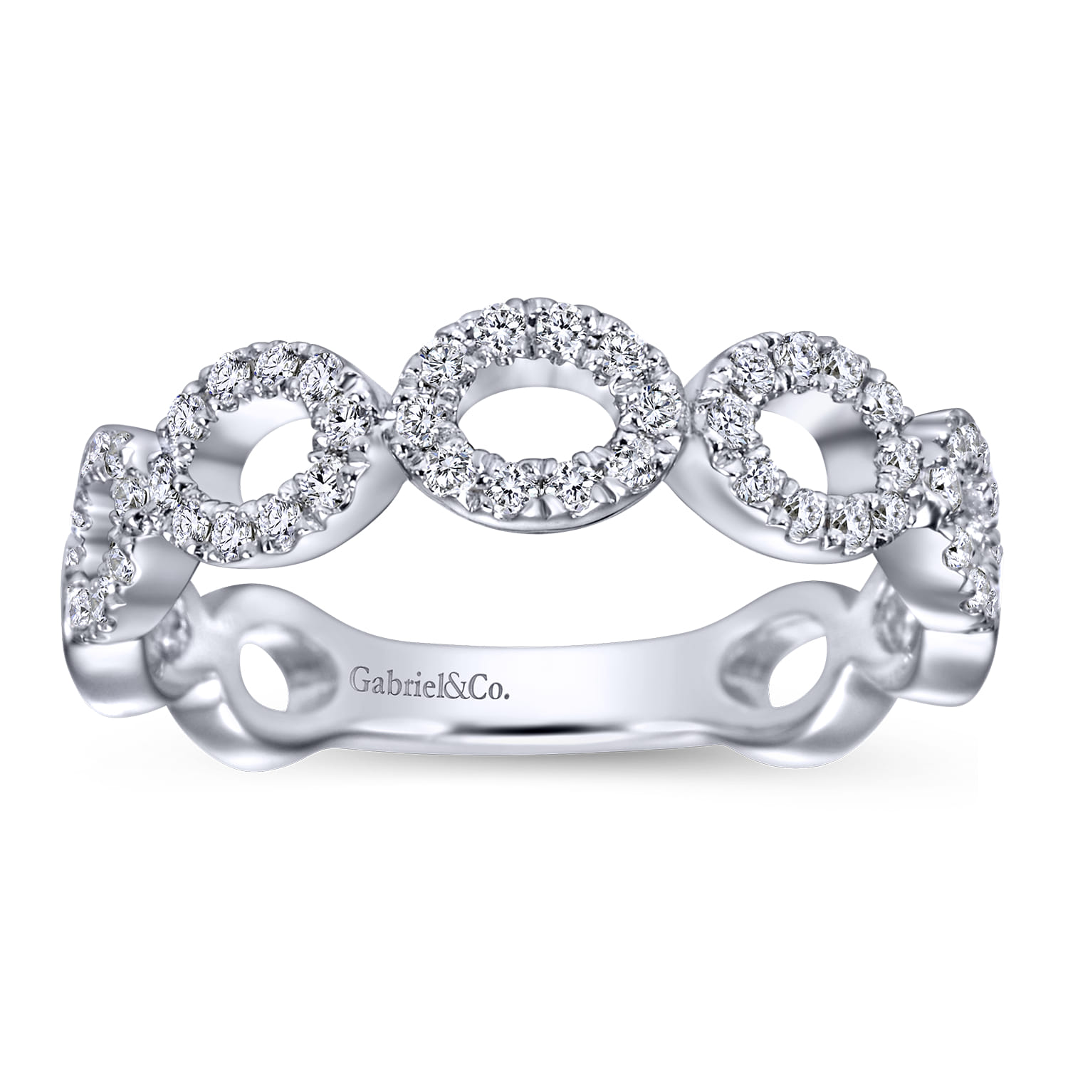 14K White Gold Open Circles Diamond Band - 0.3 ct - Shot 4