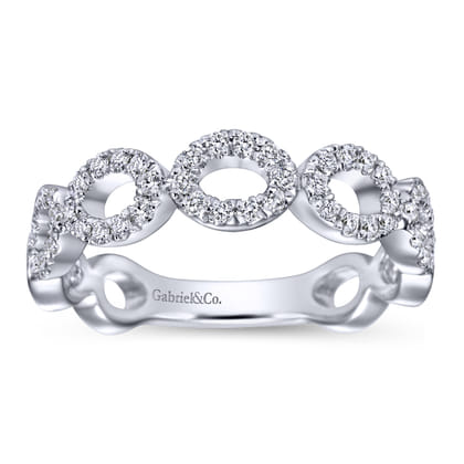 14K White Gold Open Circles Diamond Band