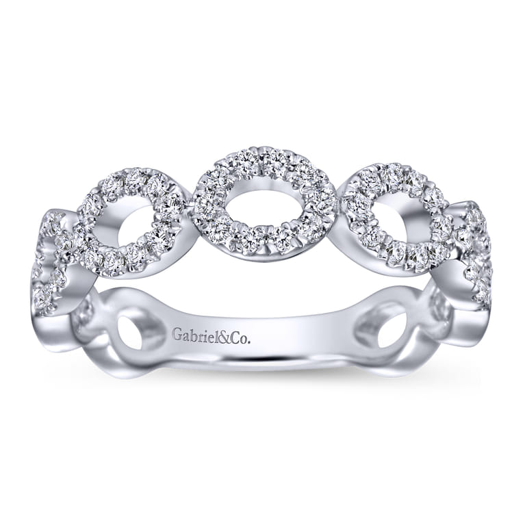 14K White Gold Open Circles Diamond Band - 0.3 ct - Shot 4