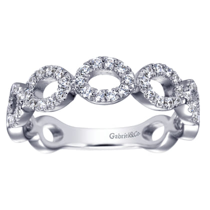 14K White Gold Open Circles Diamond Band
