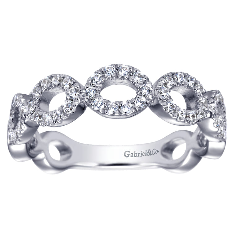 14K White Gold Open Circles Diamond Band - 0.3 ct - Shot 5