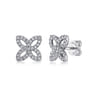 14K White Gold Open Clover Pave Diamond Stud Earrings - 0.4 ct