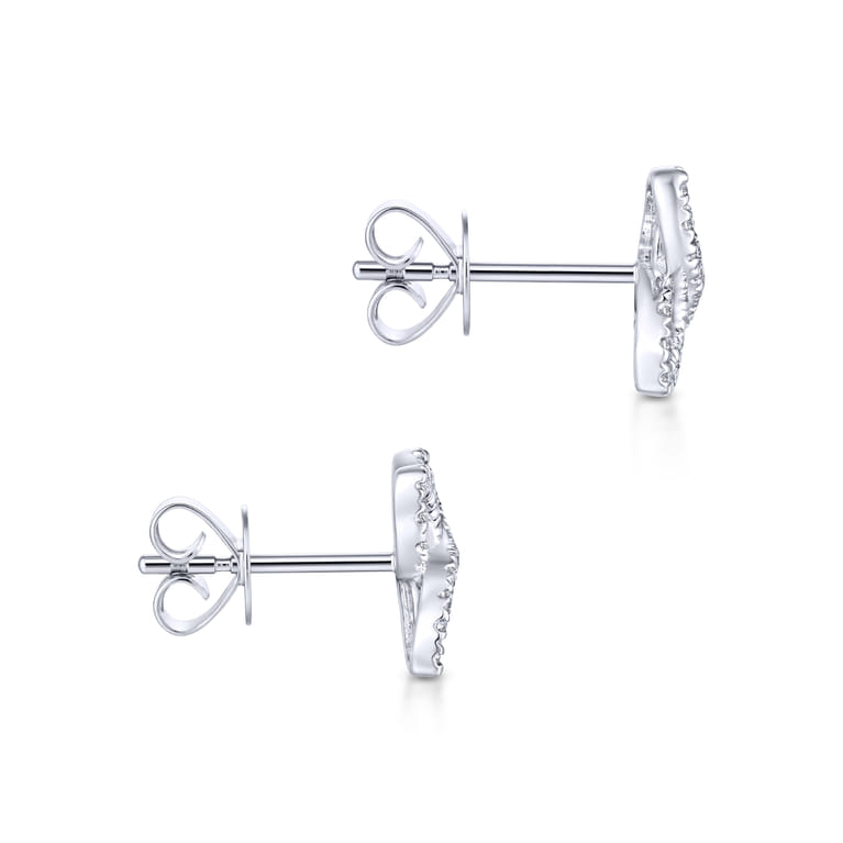 14K White Gold Open Clover Pave Diamond Stud Earrings - 0.4 ct - Shot 3