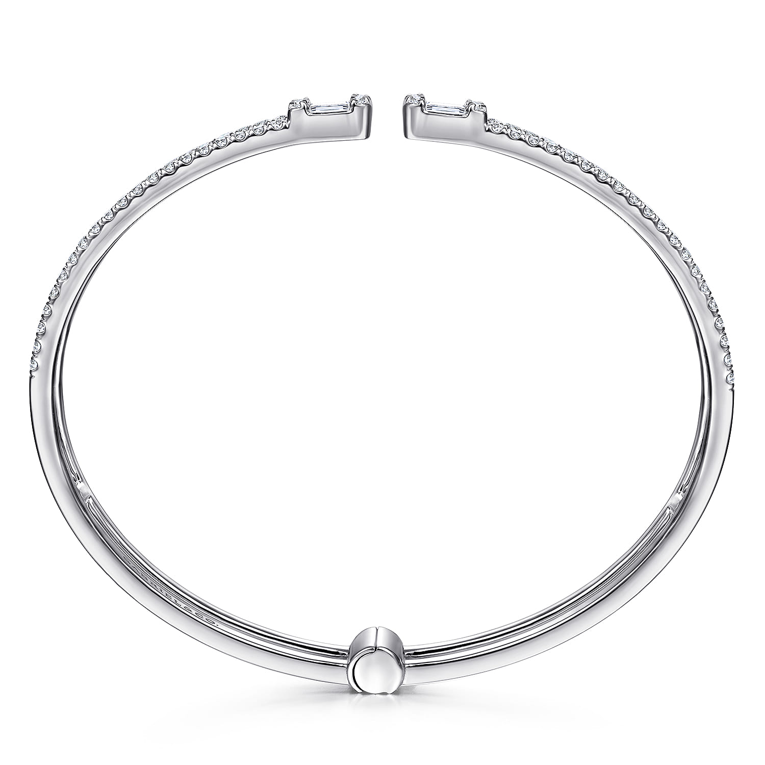 14K White Gold Open Cuff Bracelet with Baguette and Round Diamonds - 1.96 ct - Shot 3